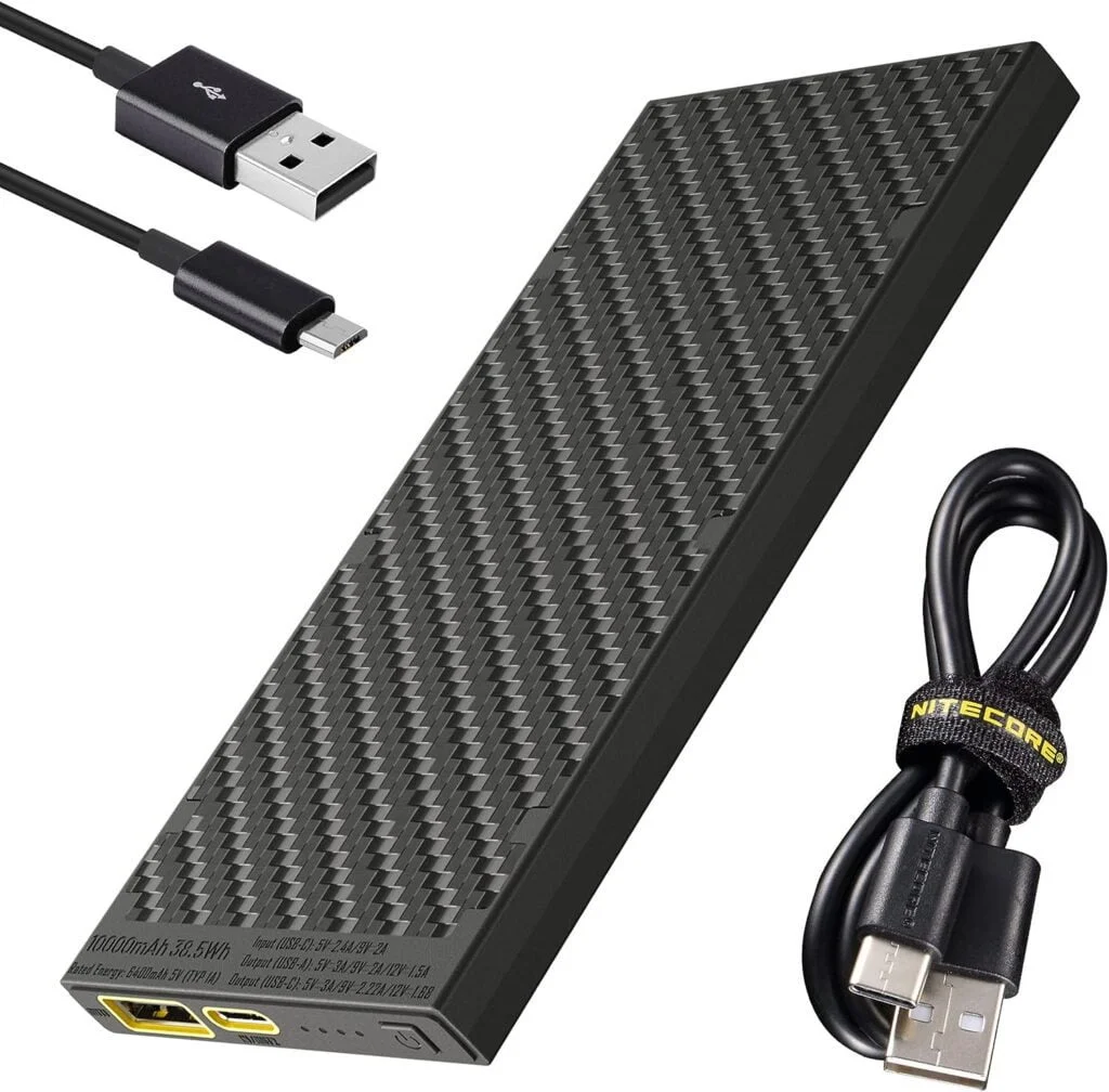 Nitecore NB10000 Gen II (Gen 2) Ultra-Slim Power Bank, 10000mAh QC Quick-Charge USB and USB-C Dual Outputs with Cables for Phones Flashlights and Headlamps (Black) Nitecore NB10000 Gen II (Gen 2) Ultra-Slim Power Bank, 10000mAh QC Quick-Charge USB and USB-C Dual Outputs with Cables for Phones Flashlights and Headlamps (Black)