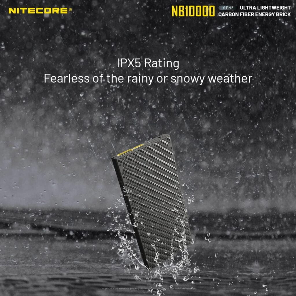 Nitecore NB10000 Gen II (Gen 2) Ultra-Slim Power Bank, 10000mAh QC Quick-Charge USB and USB-C Dual Outputs with Cables for Phones Flashlights and Headlamps (Black)