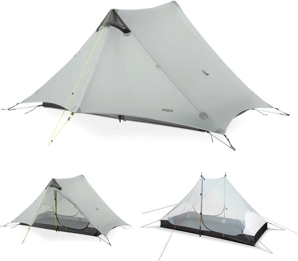 MIER Lanshan Ultralight Tent 3-Season Backpacking Tent for 1-Person or 2-Person Camping, Trekking, Kayaking, Climbing, Hiking