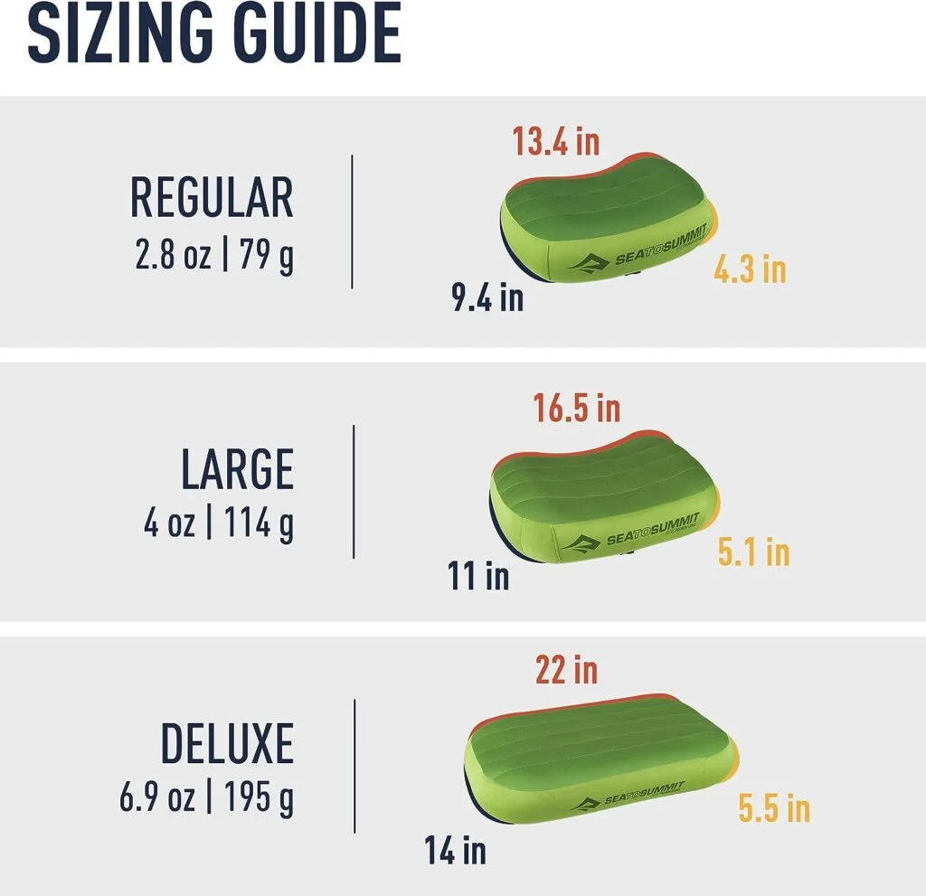 Sea to Summit Aeros Premium Inflatable Travel Pillow, Regular (13.4 x 9.4), Lime