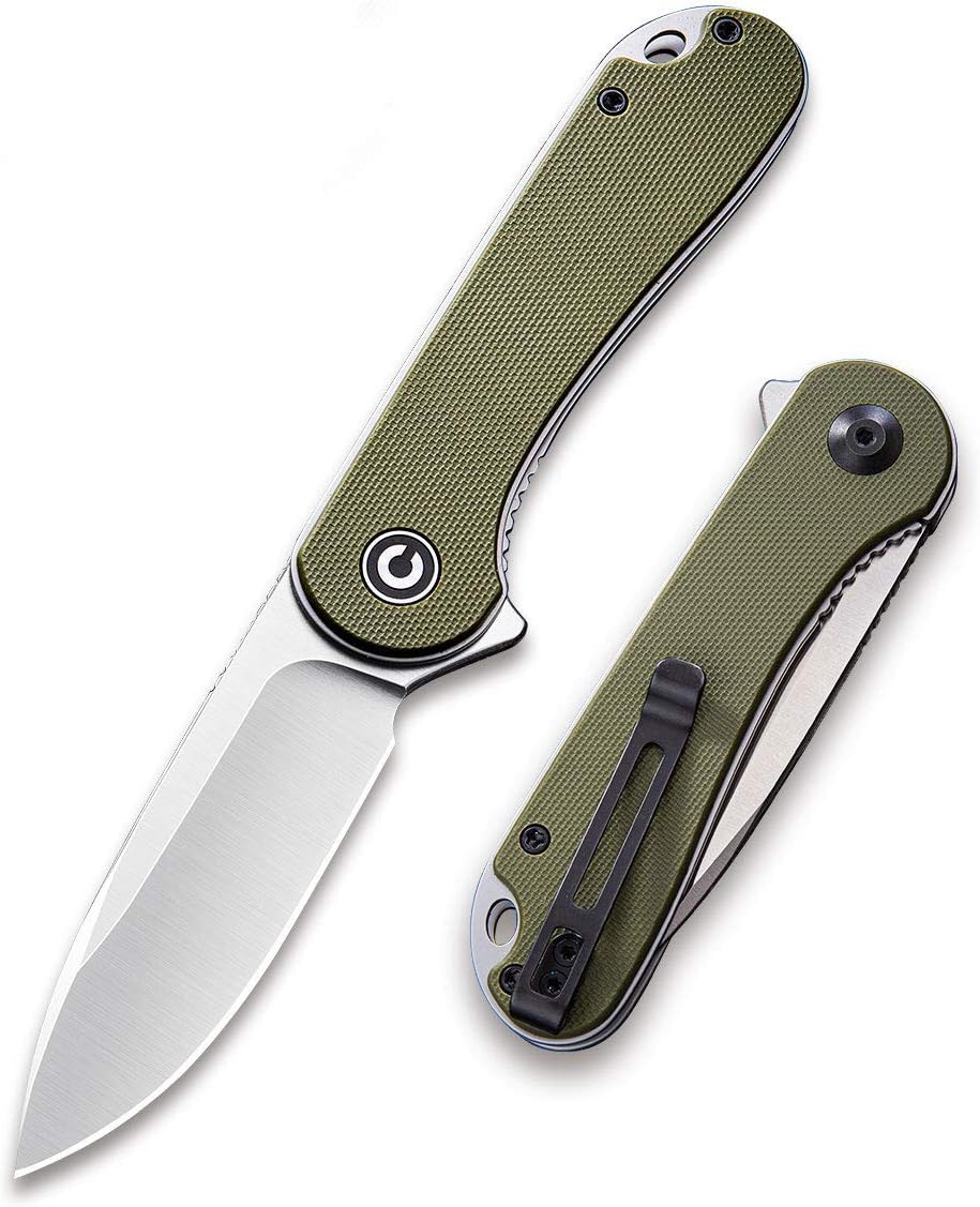 CIVIVI Knives Elementum Folding Pocket Knife 2.96 D2 Satin Blade,G-10 Handles C907E (Green)