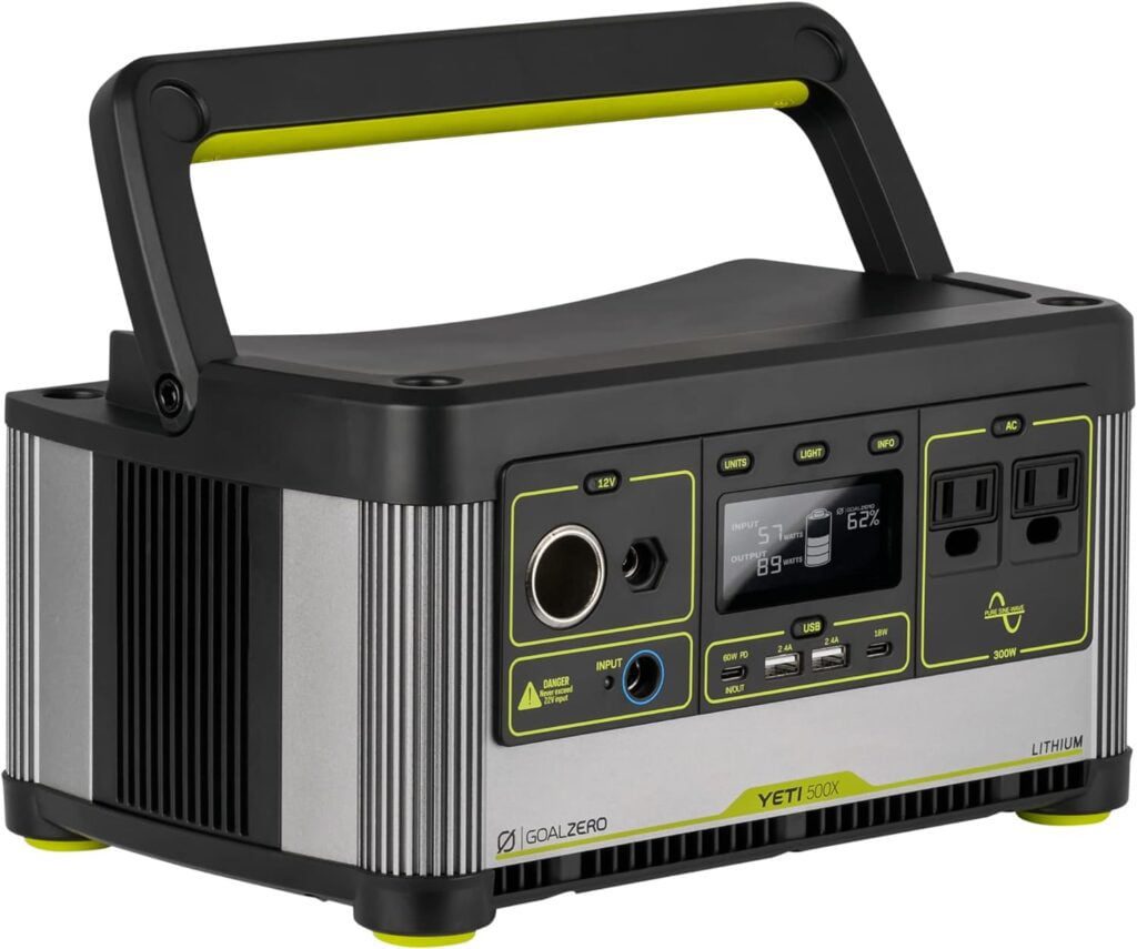 Goal Zero Yeti Portable Power Station - Yeti 500X w/ 497 Watt Hours Battery Capacity, USB Ports AC Inverter - Rechargeable Solar Generator for Camping, Travel, Outdoor Events, Off-Grid Home Use