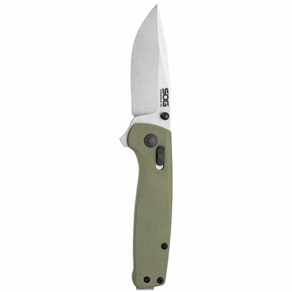 SOG Hunting High Carbon Steel Ambidextrous Carry EDC 2.95 Sharp Blade Terminus XR OD Green Folding Knife